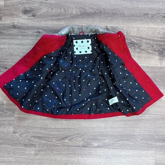 Cherokee Red Dress Coat with Faux Fur Collar 2T - Picture 4 of 10